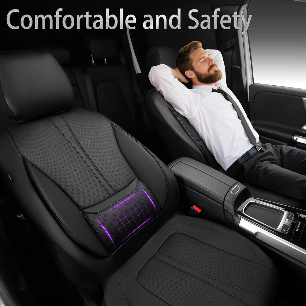 CAR PASS Nappa Leather Car Seat Covers Full Set, Water Resistant 3D Foam Seat...