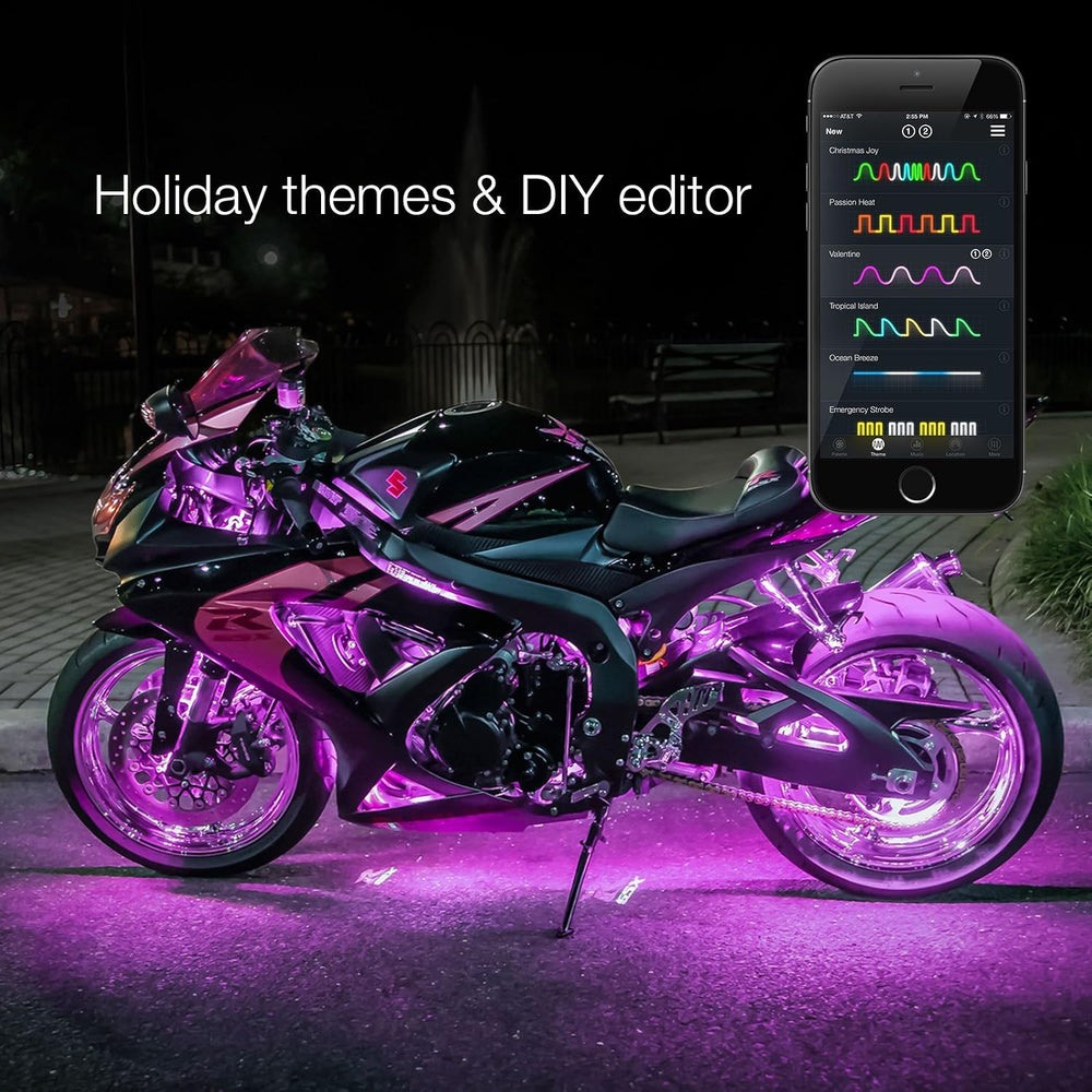 XK-GLOW KS-MOTO-ADVANCE 10 Pod 8 Strip 2nd gen XKchrome App Control Motorcycl...