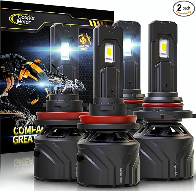 Cougar Motor 9005 H11 Bulbs, HB3 H8 H9 Fog Lights Combo 6500K White (2 Sets, ...