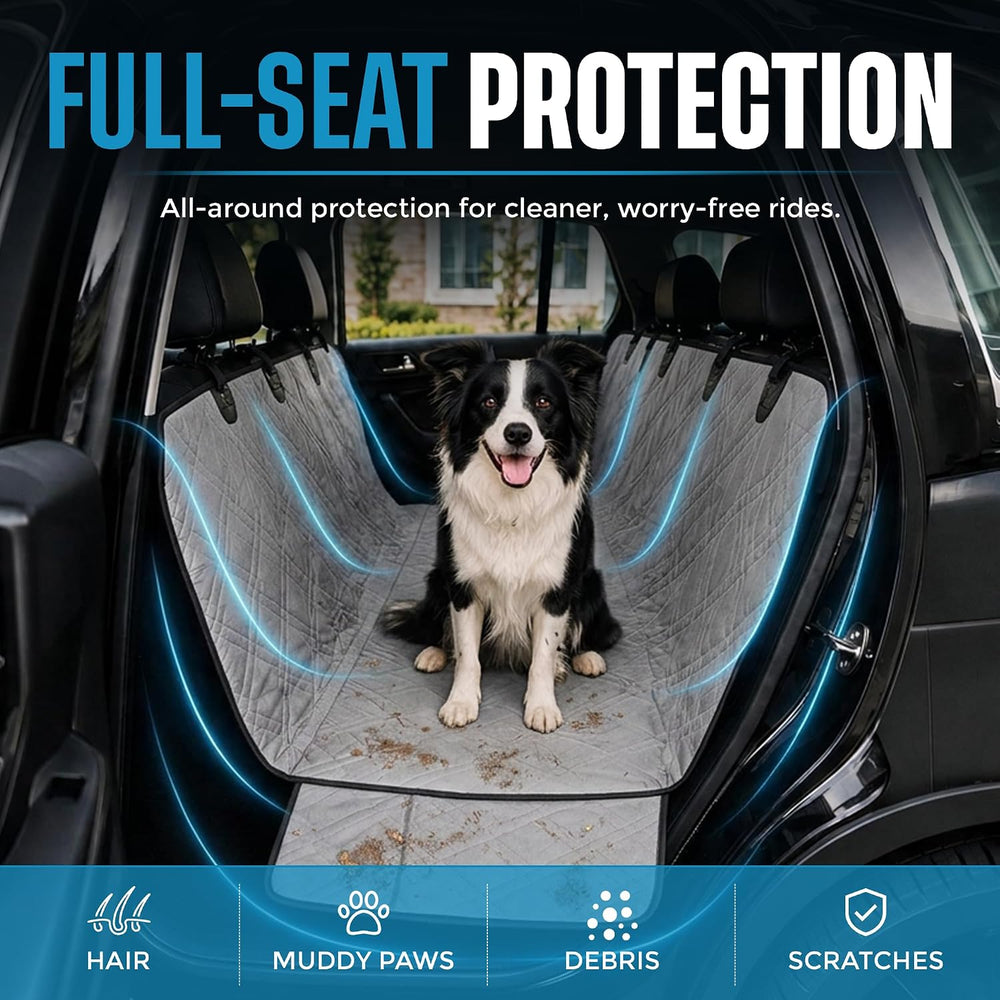 Bulldogology Dog Car Seat Cover Waterproof Heavy Duty Bench Dog Hammock Backs...