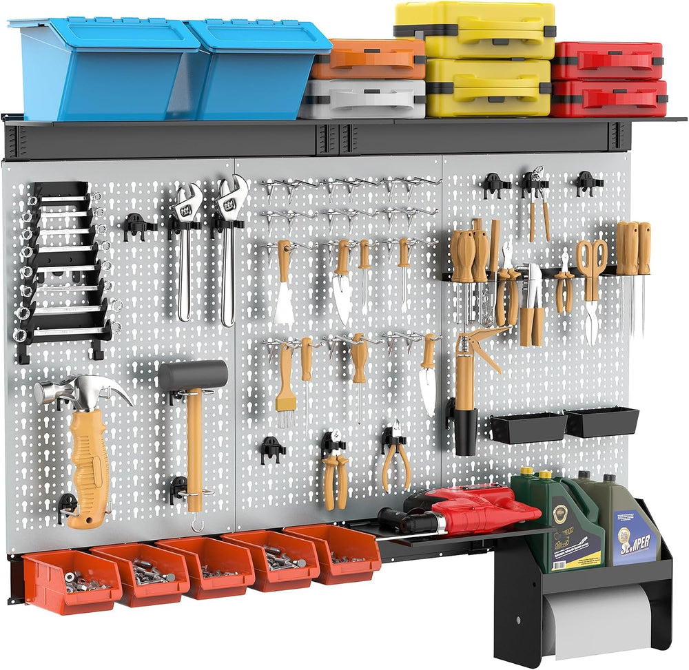 TORACK Pegboard Wall Organizer Kit 48x24 in, Garage Metal Tool Pegboard