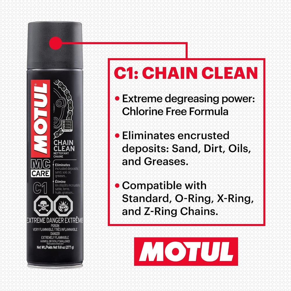 Motul Motorcycle Chain Care Bundle – C5 Chain Paste + C1 Chain Cleaner & ...