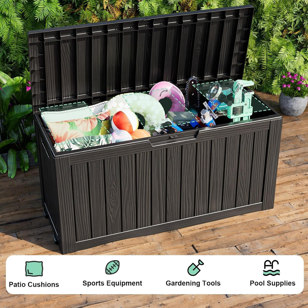 150 Gallon Large Outdoor Storage Box with Wheels, Black