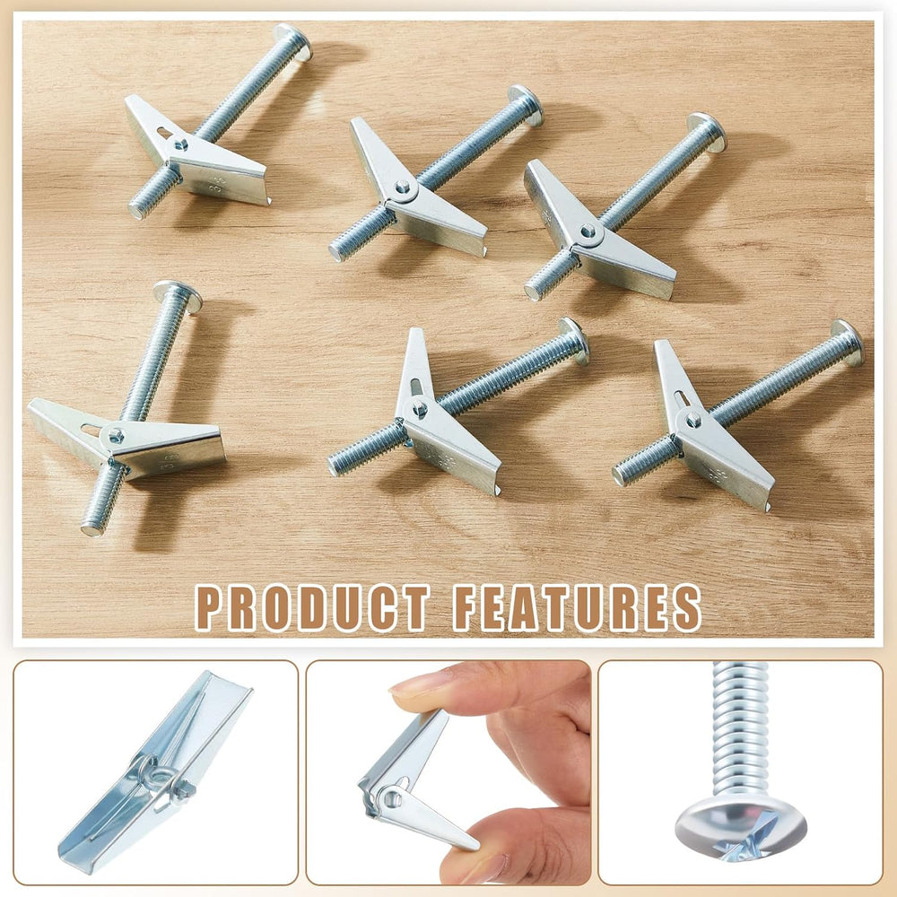 Yaocom 50 Pcs 3/8" X 4" Toggle Bolts and Wing Nut Wall Anchor for D...