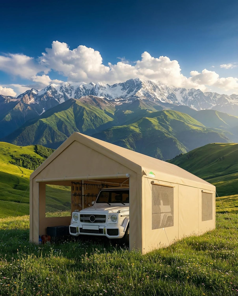 COBIZI Carport 10'x20' Heavy Duty Portable Garage, 2.0 Powder Coated ...
