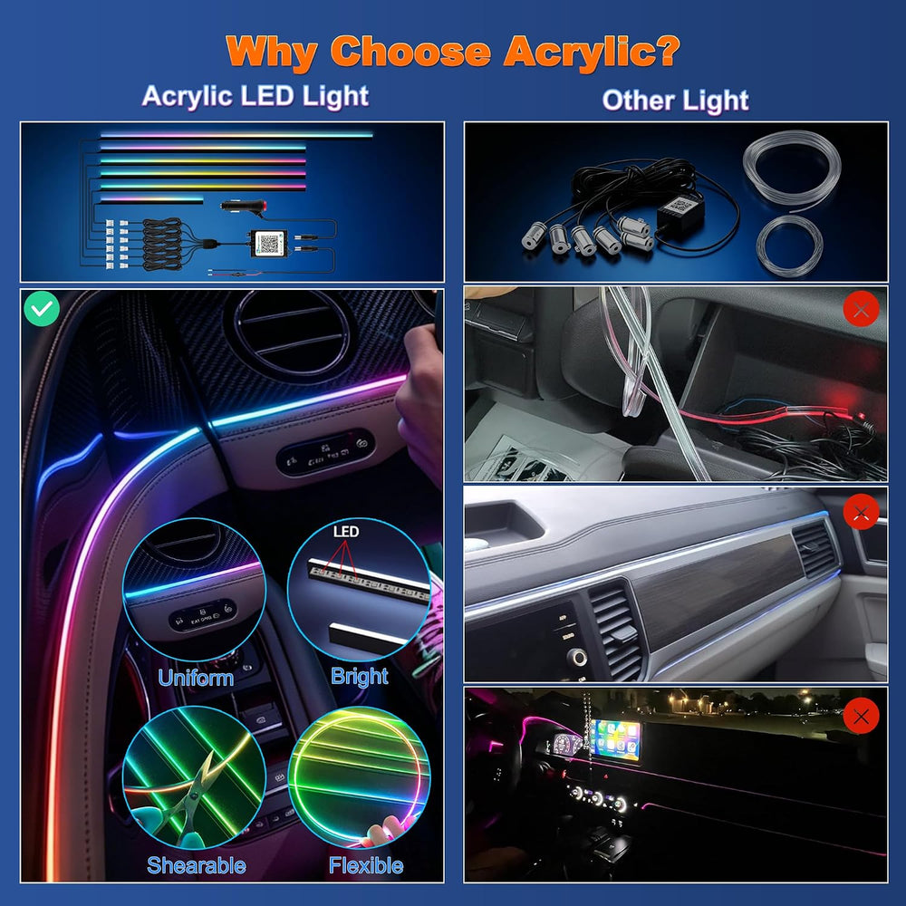 Interior Car LED Strip Lights with Dream Color, Ambient Lighting
