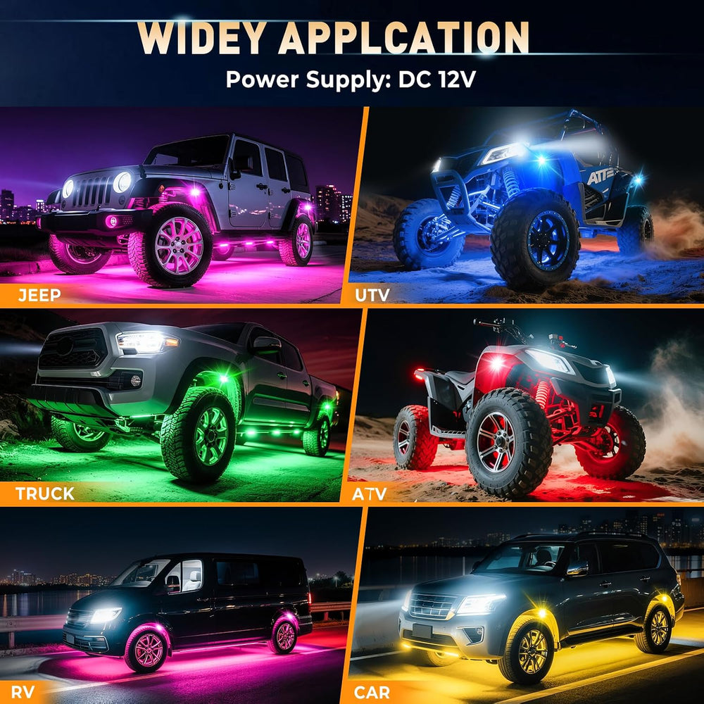 LED RGB Rock Lights for Trucks 14 pods with APP Control Underglow (10 pods)