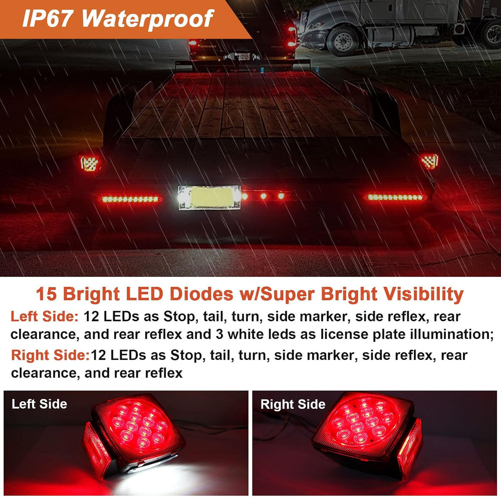 Partswcgg 12V Led Utility Trailer Tail Light Wire Kit w/25ft Wiring Harness