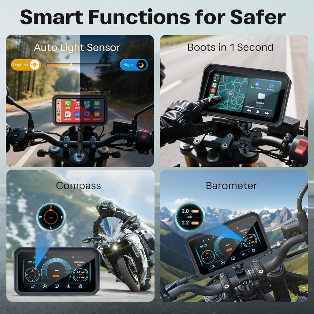 Motorcycle CarPlay Screen with Android Auto – 6.25” Waterproof GPS Pantalla p...