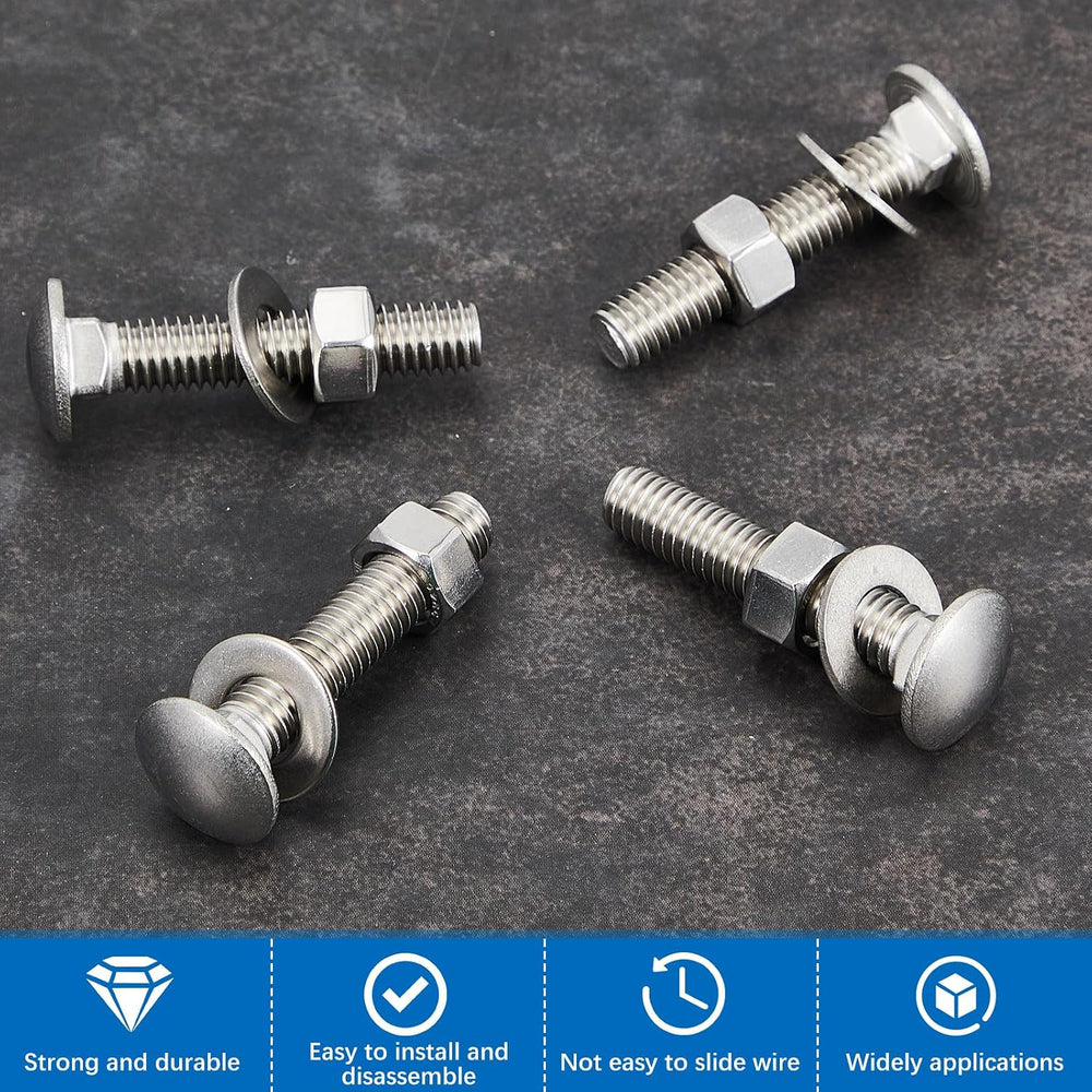 Zonon 50 Sets 3/8-16 x 2 Carriage Bolts and Nuts Kit,Silver