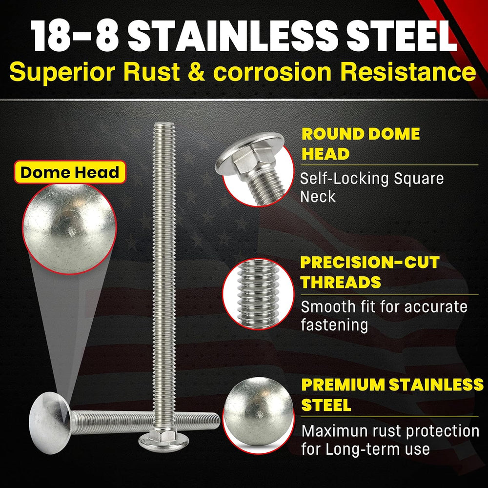 Chenango Supply 5/16-18 x 5" Stainless Carriage Bolts