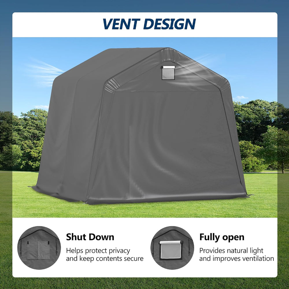 COVERONICS 10' x 10' Outdoor Portable Storage Shelter Shed, Grey