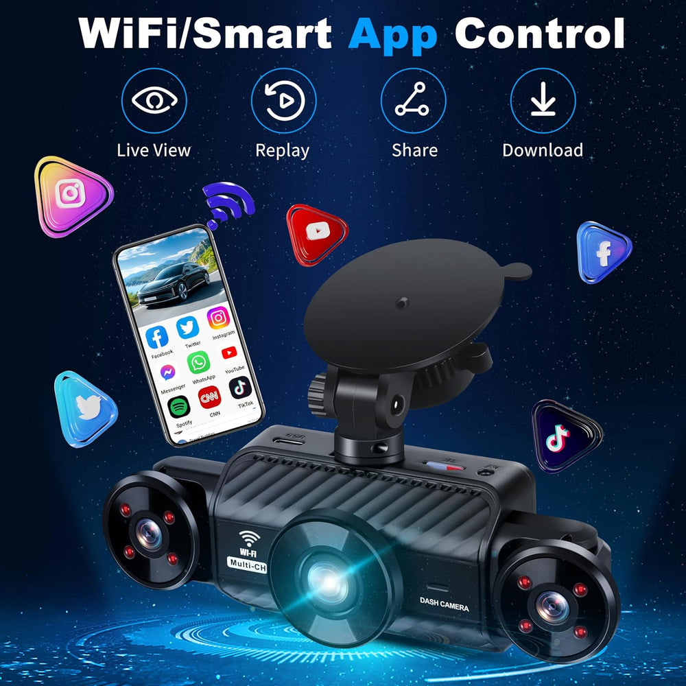 WIZACE 4 Channel Dash Cam 360 Degree View 5G WiFi & APP Control