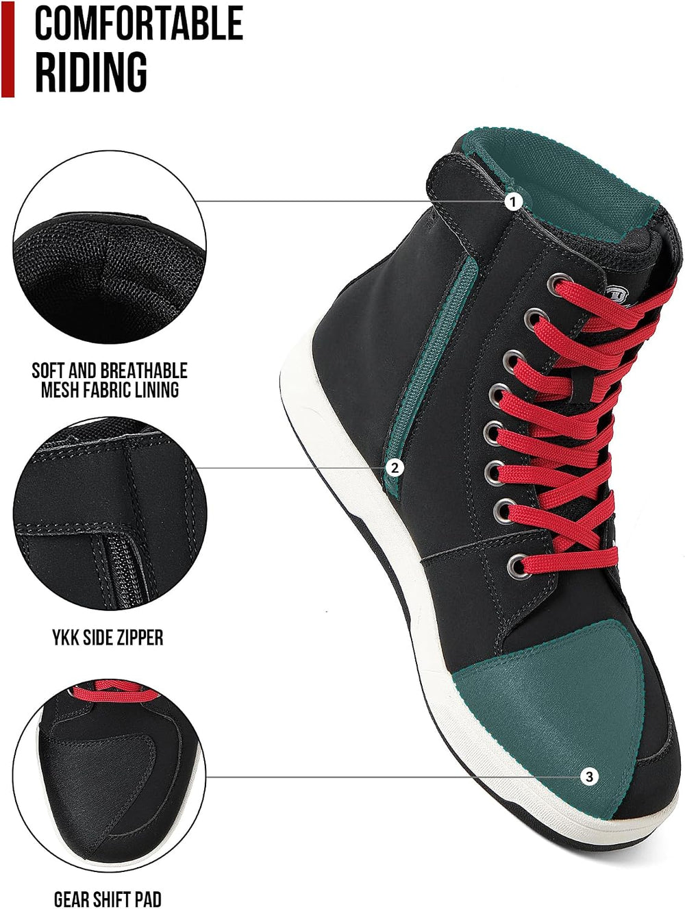 BORLENI Motorcycle Shoes for Men CE Certified Road Street Motocross Boots