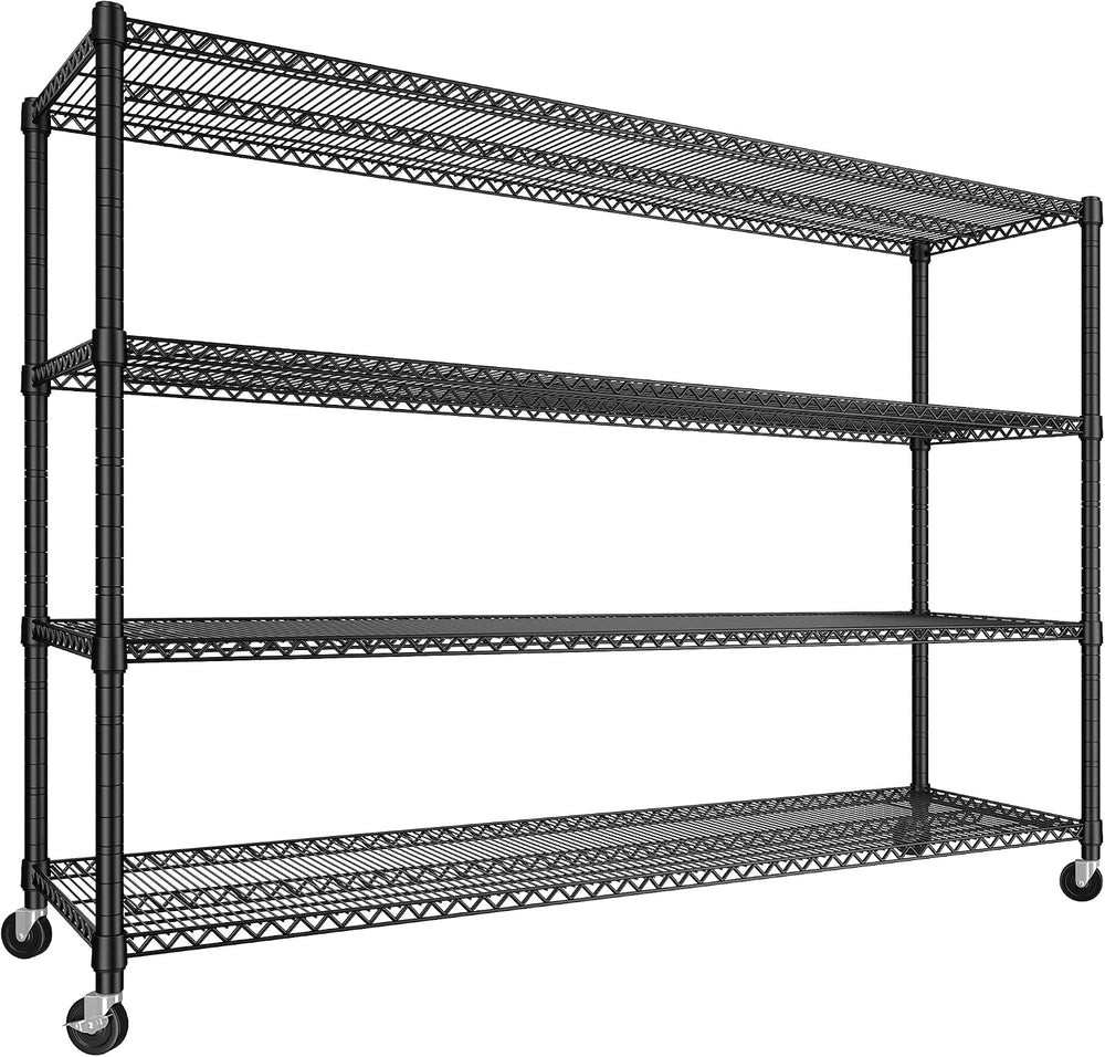 REIBII Storage Shelves, Garage Shelving 60"W Wire Shelving with Wheels
