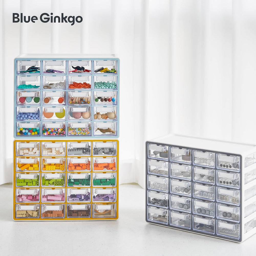 Blue Ginkgo 20-Drawer Storage Cabinet Organizer, Grey, Made in Korea