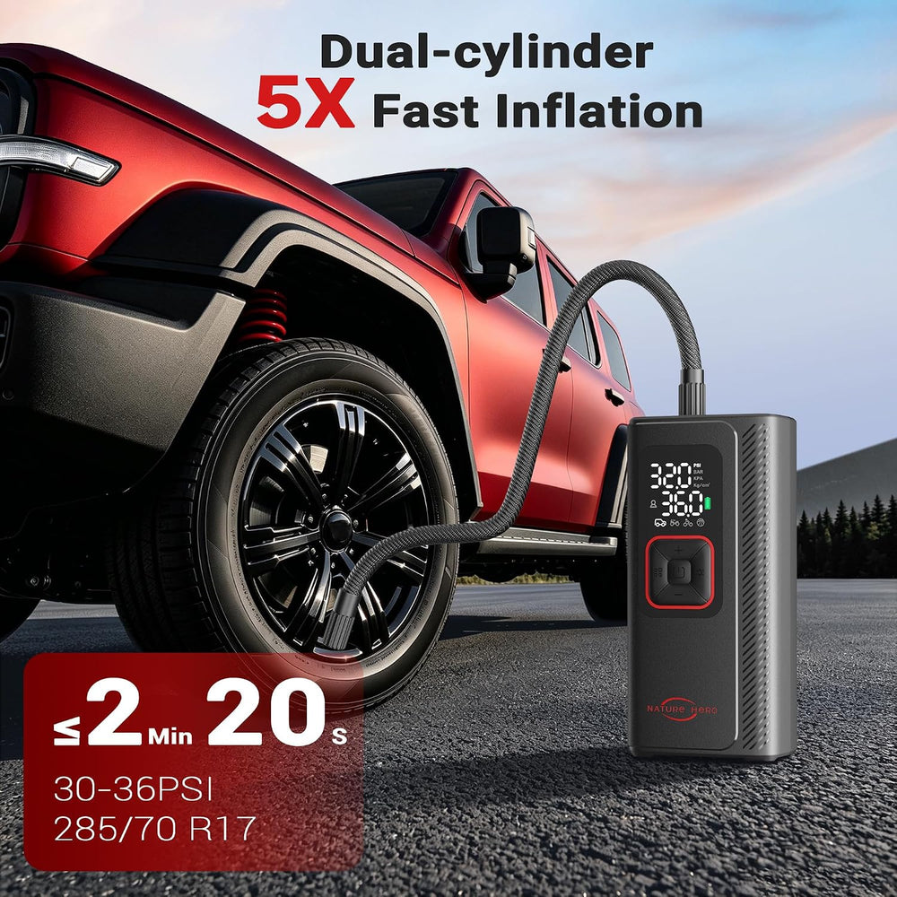 Dual Cylinder 5X Fast Tire Inflator Portable Air Compressor