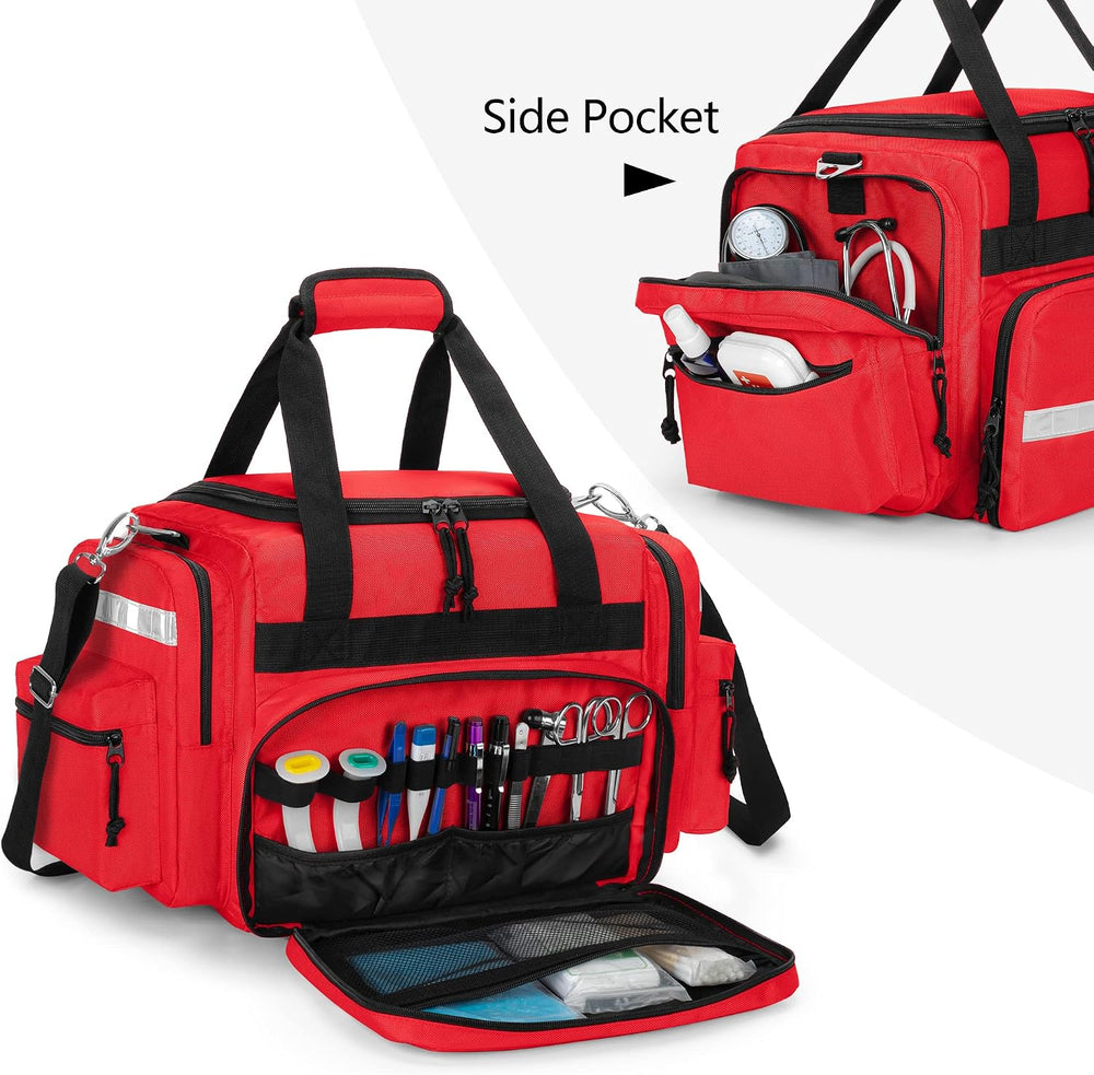 Damero Professional Medical Bag Empty, First Responder Trauma Bag, Red