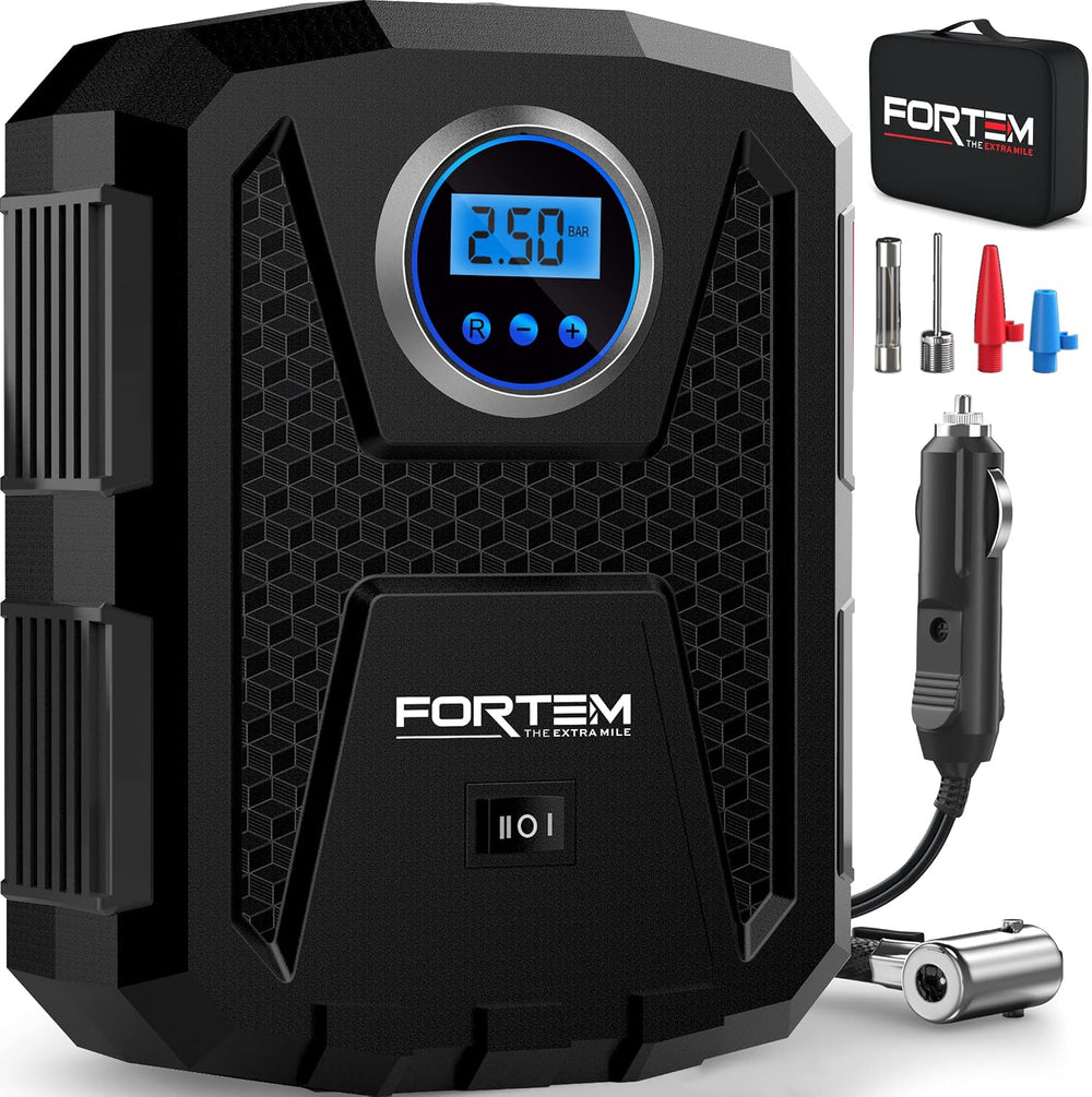 FORTEM Tire Inflator Portable Air Compressor - Air Pump for Tires & Bikes