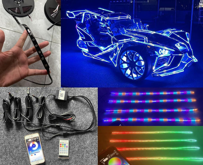 Black Out Full Tinted Smoked LEDs x4PCS 4FT 48" 1.2Meters RGB Dream Color (4PCS)