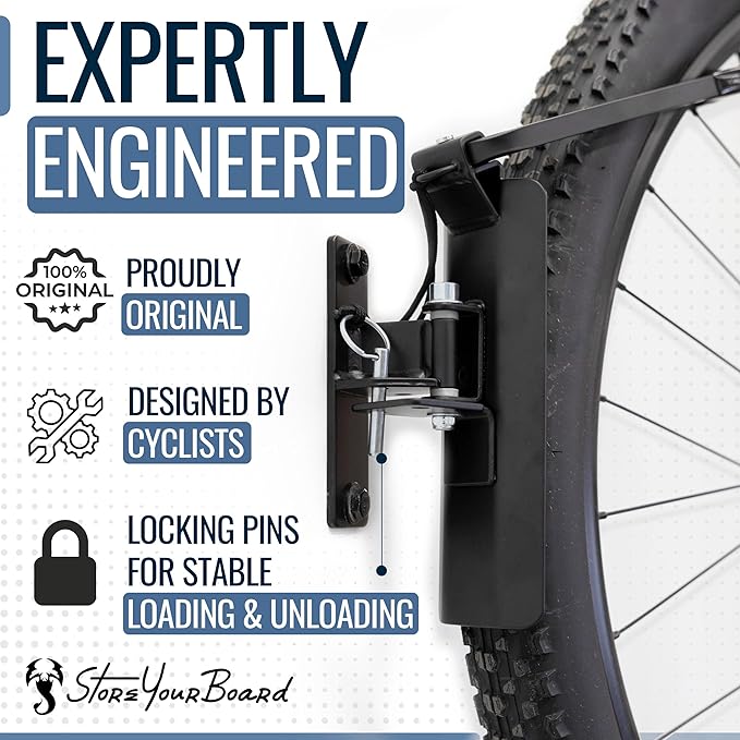 StoreYourBoard Bike Swivel Rack – Wall Mounted Garage Bike Storage, Vertical