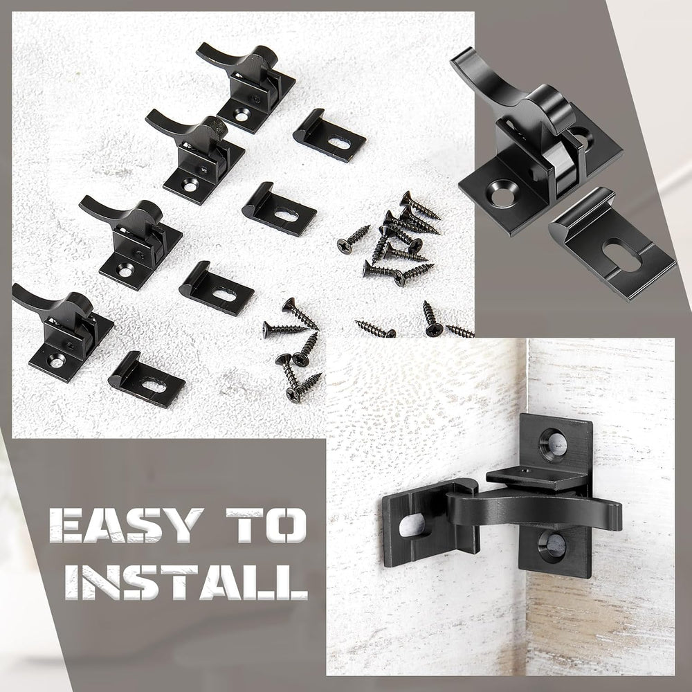 Lounsweer 16 Pcs Black Heavy Duty Cabinet Door Latch