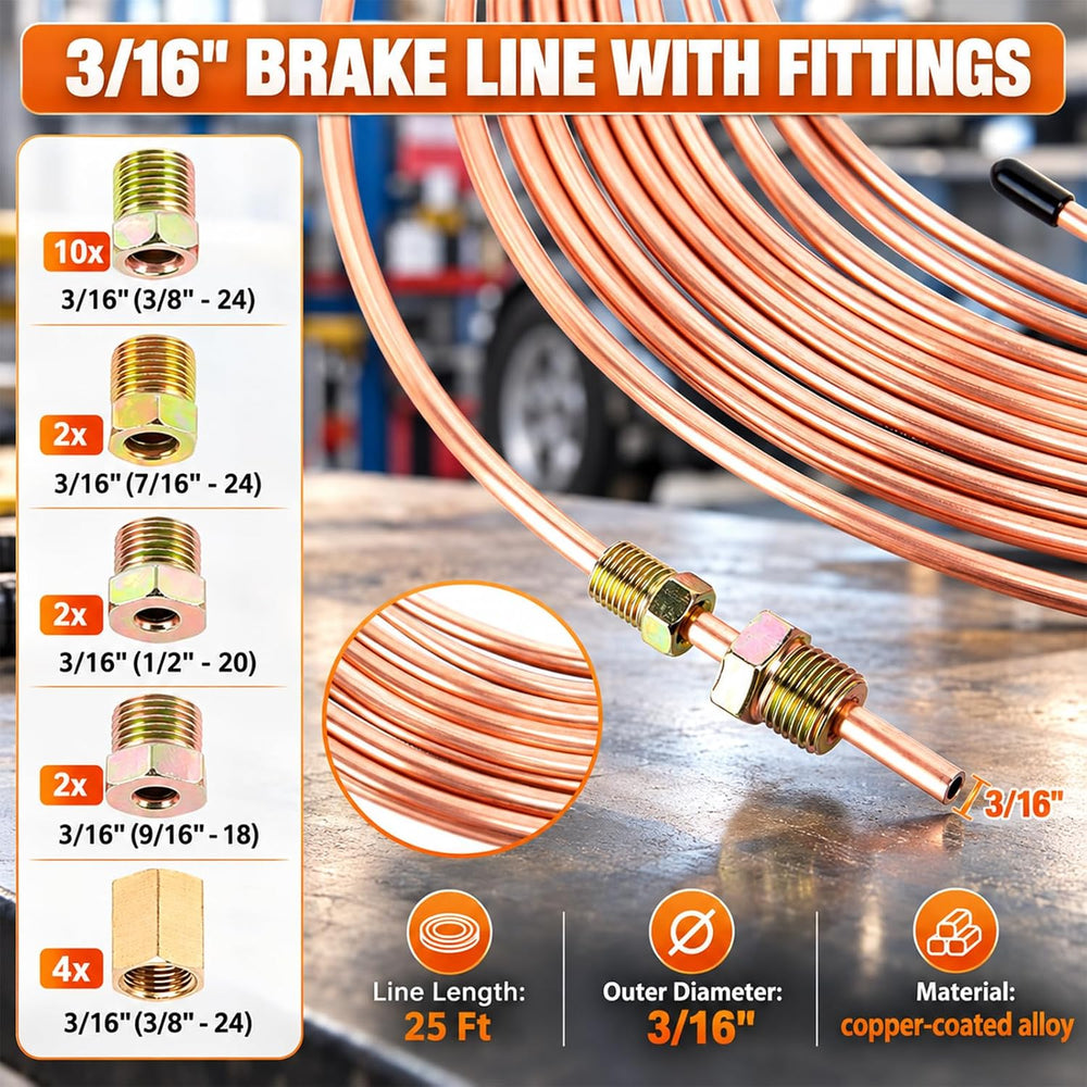 3/16" Brake Line Repair Kit - Double & Single Brake Line Flaring Too...