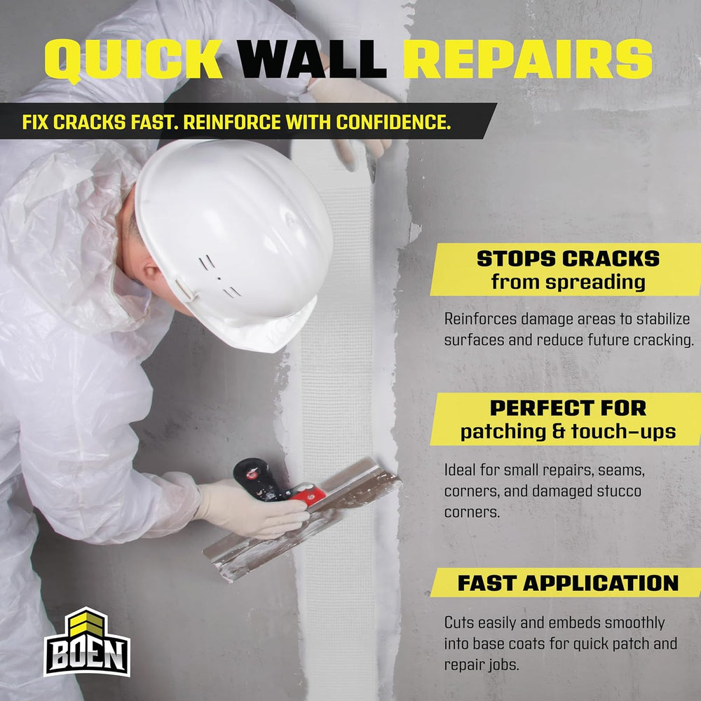 EIFS Stucco Mesh Tape 19"x150', Self-Adhesive Fiberglass Drywall Repair