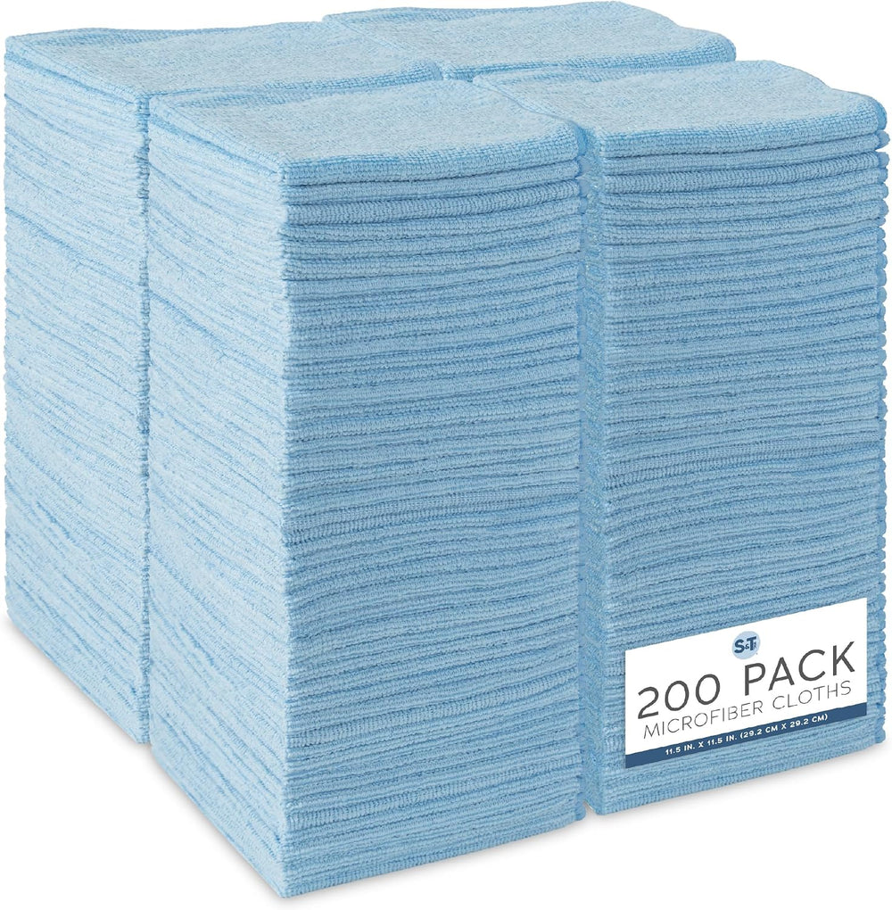 S&T INC. 200 Pack Microfiber Cleaning Cloth, Bulk Towels