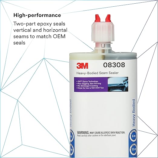 3M Heavy-Bodied Seam Sealer, Self-Mixing, Automotive Epoxy, 200 ml/6.75 fl oz