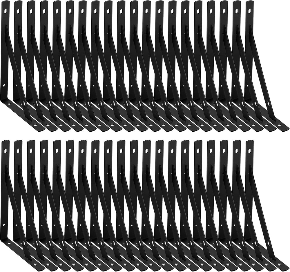 Nuogo 40 Pcs 8" L X 5" H Metal Shelf Brackets L Shape Bulk with Har...