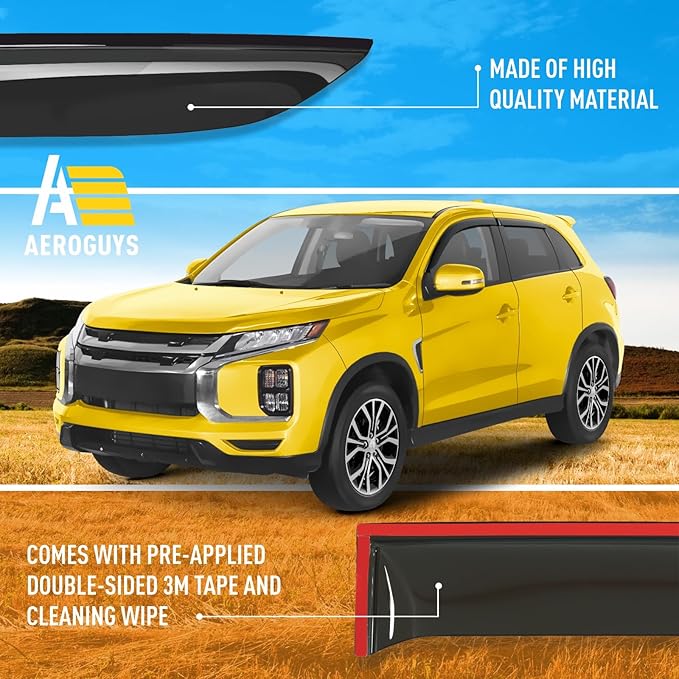 Extra Durable Window Deflectors Tape-On Window Visors Rain Guards Fit (4pcs)