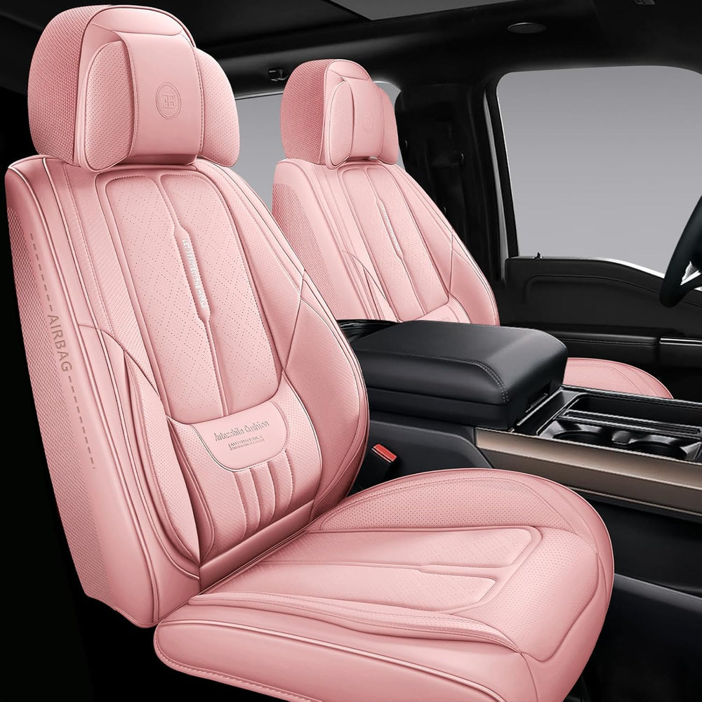NS YOLO Universal Fit Premium Pink Leather 5-Seats Car Seat Covers