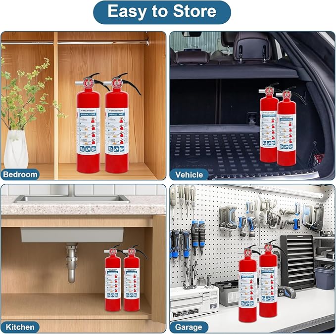 2 Pack ABC Dry Chemical Fire Extinguishers, 2.5 lb 1A:10B:C Rating