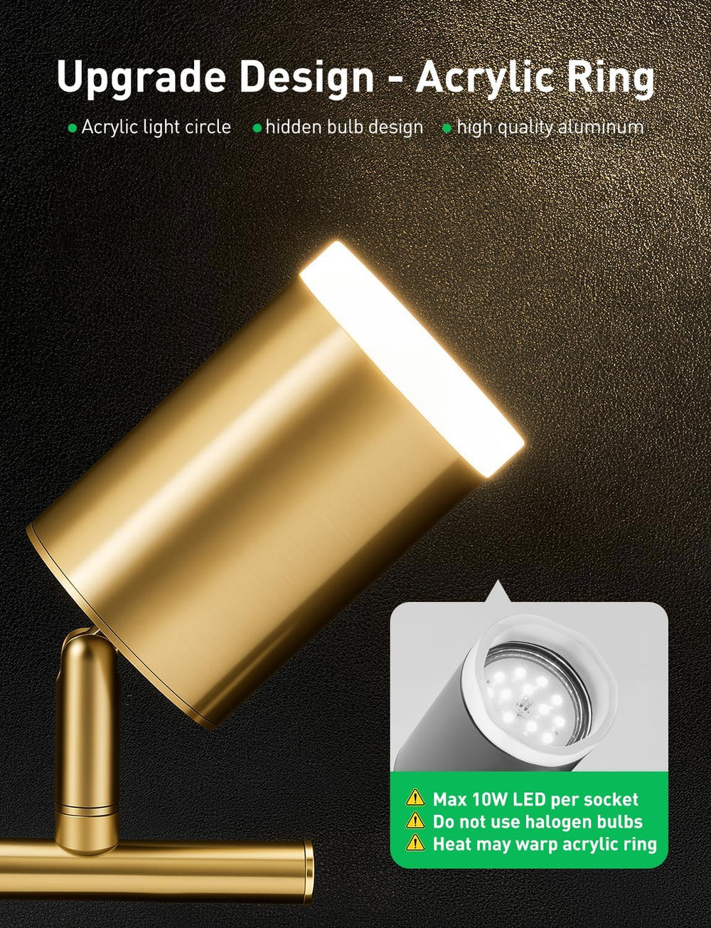 Bojim 6 Light Gold Kitchen Track Lighting Fixtures Ceiling Adjustable Head