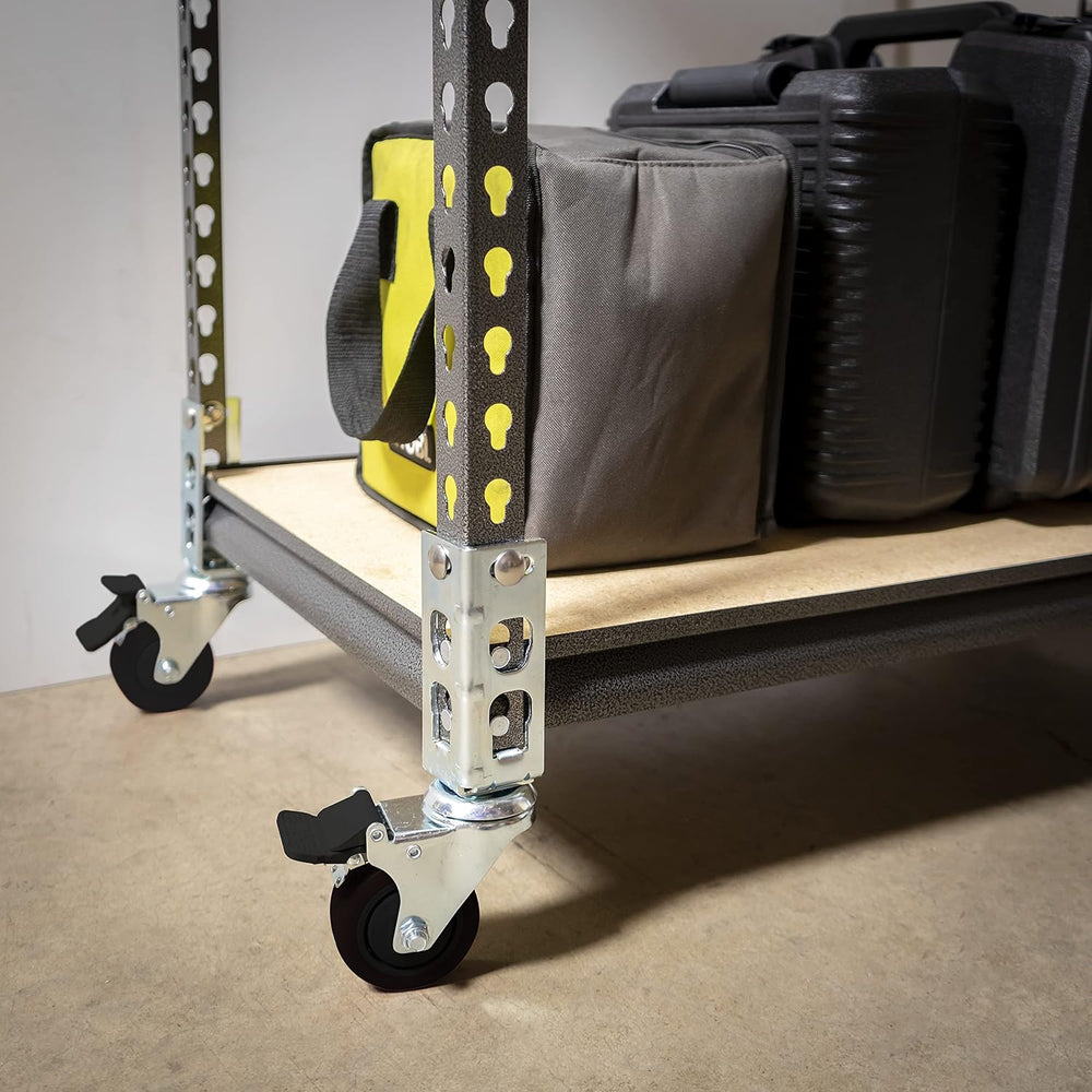 4pc - Storage Rack Caster Wheels (Adapts to Boltless Self Locking Shelving Ra...