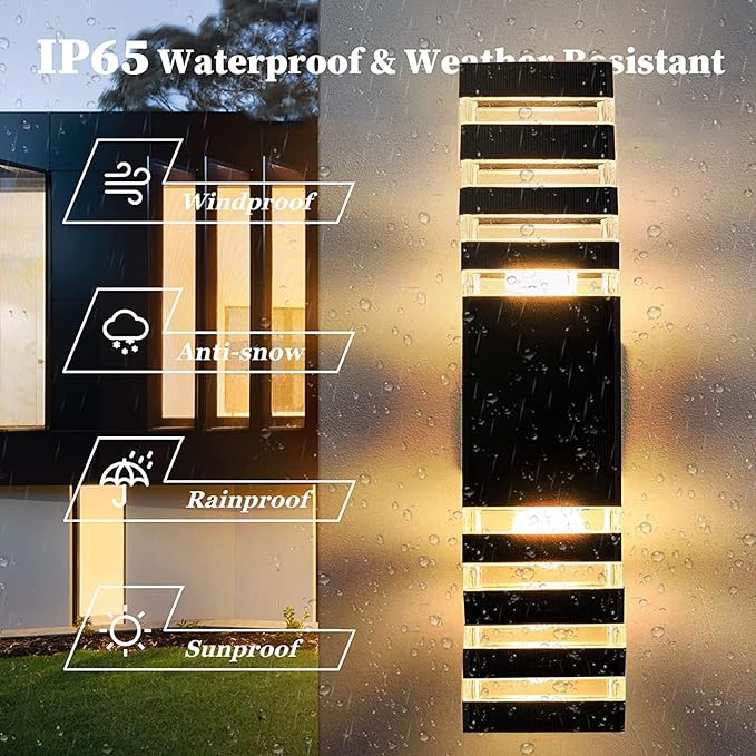 18inch LED Square Up & Down Wall Lights, 24W Outdoor Wall Light 4000K Day...