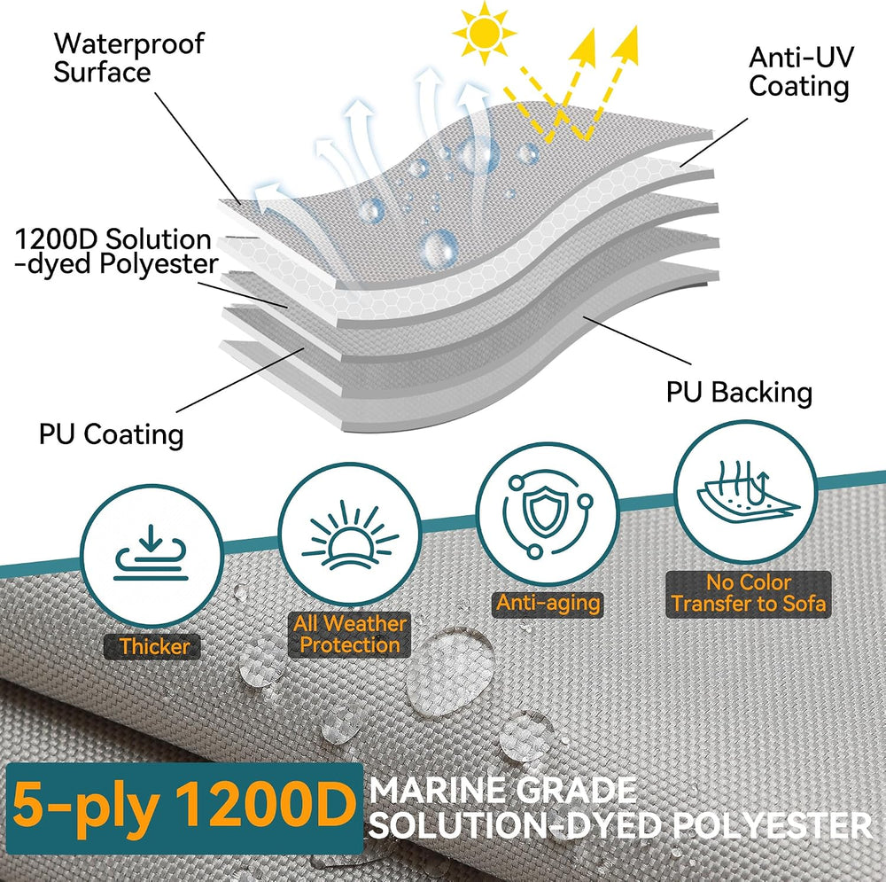 1200D Waterproof 5-Ply T-Top Boat Cover for 22-24ft Center Console Boats