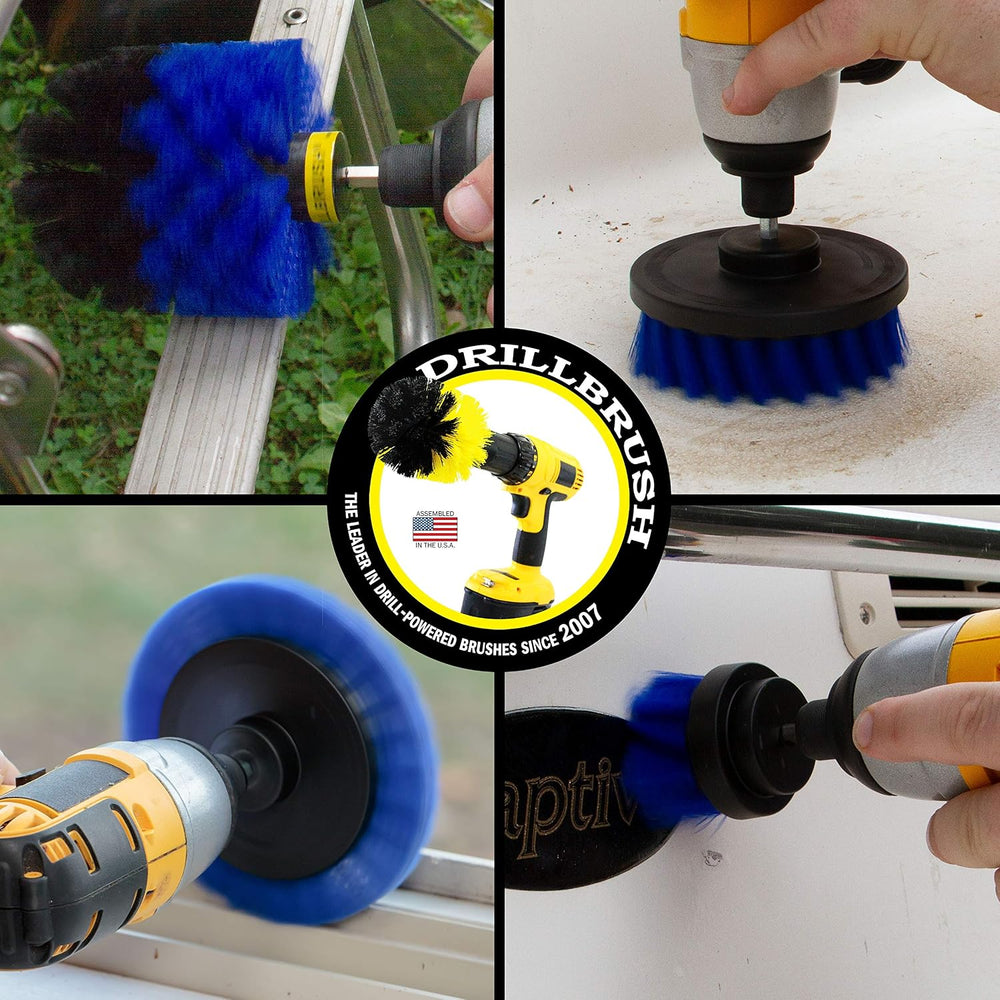 Drillbrush Blue - Boat Cleaning Drill Brush Attachment Set - Aluminum
