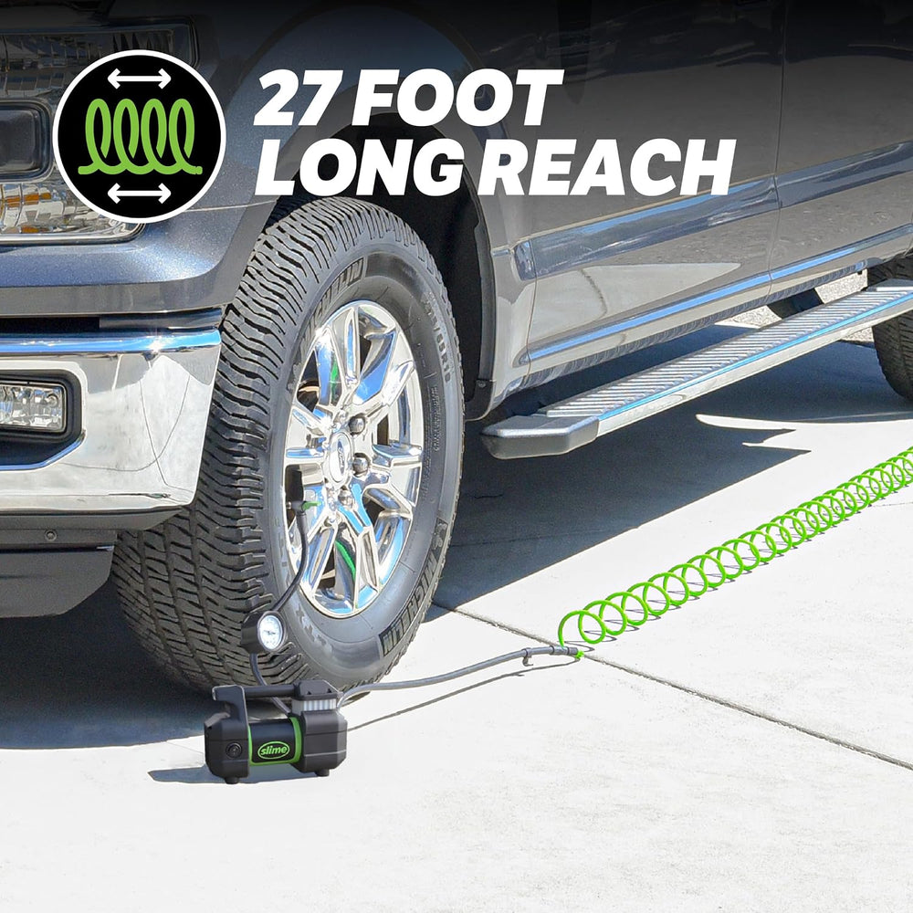 Slime 40031 Tire Inflator, Portable Car, SUV, 4x4 Air Compressor, Pro Power, ...