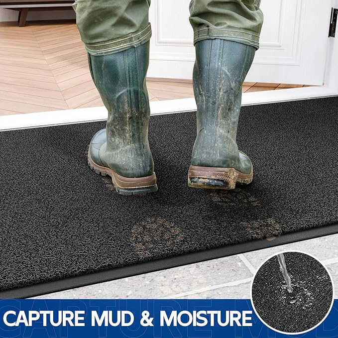 Sturdy Front Door Mat, Fade Resistant, Waterproof Low Profile Entry Mat