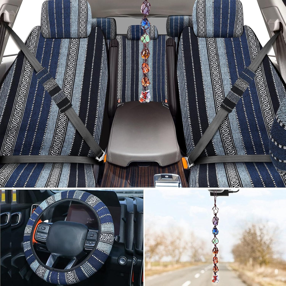 Frienda 14 Pcs Baja Saddle Blanket Car Seat Covers Full Set, Retro Style