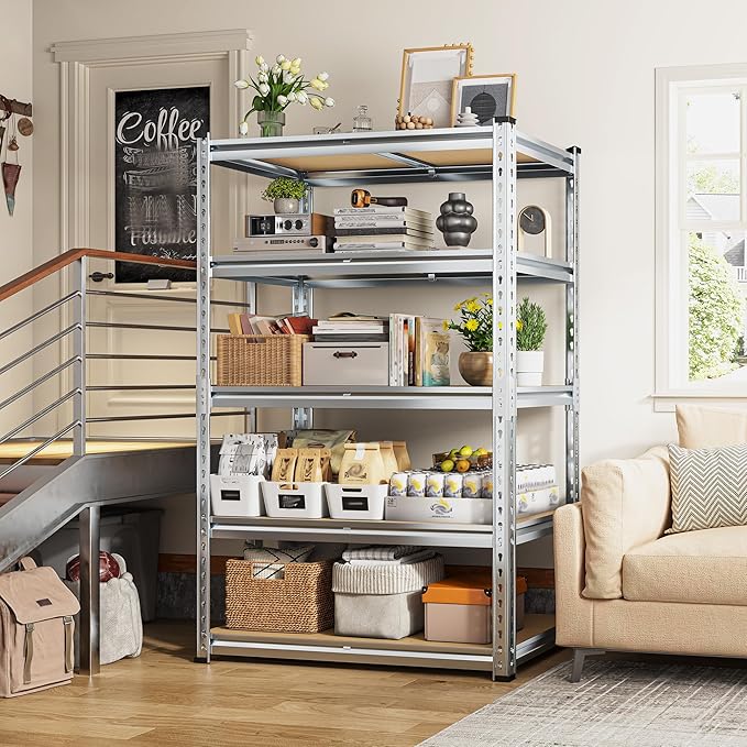 REIBII Garage Shelving, 5 Tier Storage Shelves Load 2020LBS, Adjustable Garag...