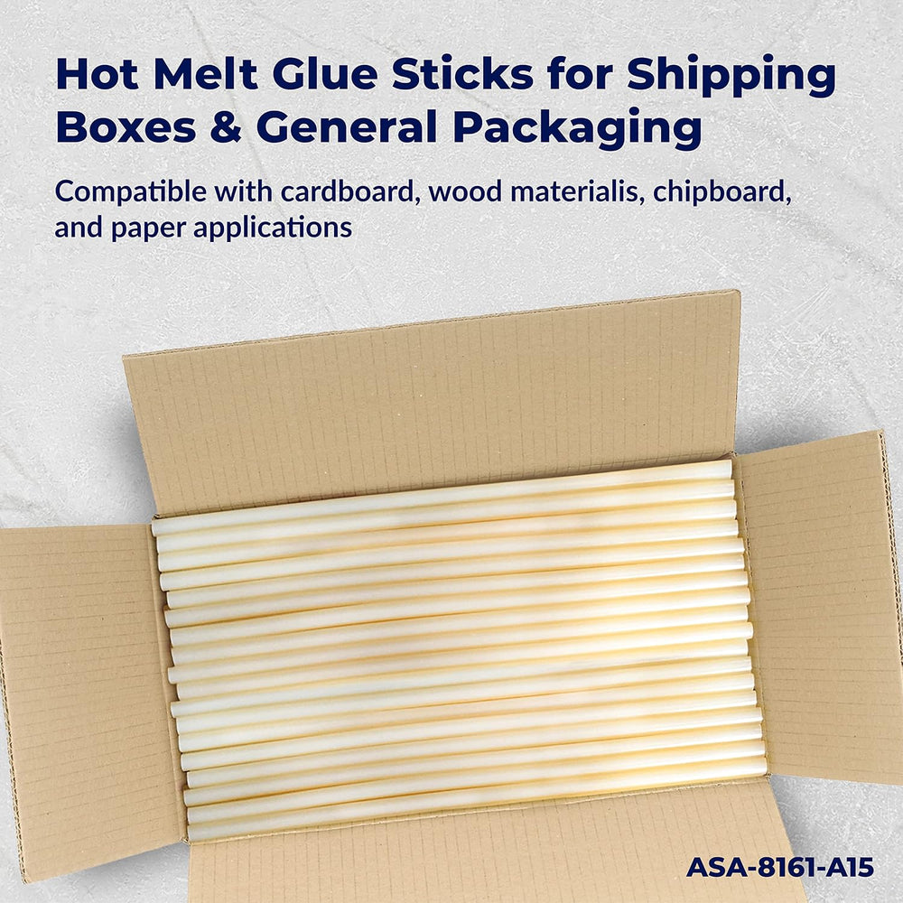 ASA Full Size Hot Glue Sticks 7/16" x 15", 25 lb Box, 375 Ct