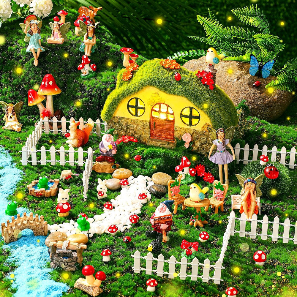 Suzile 50 Pcs Fairy Garden Accessories Kit with Miniature Figurines Outdoor
