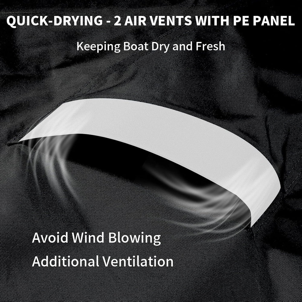 1200D Center Console Boat Cover with Tie Down Loops & Motor Cover, 20'...
