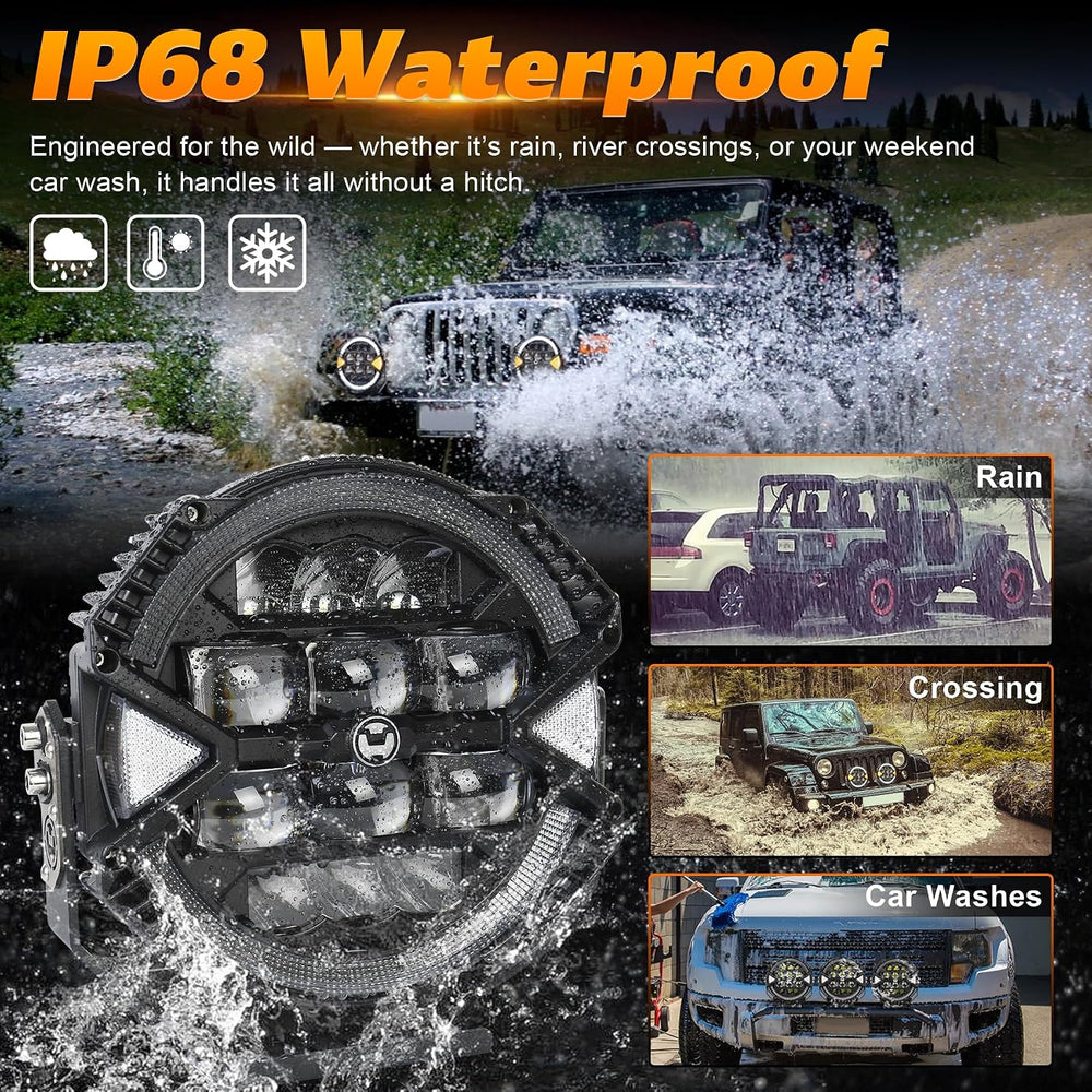9 Inch LED Off Road Light 148W 13000LM, High/Low Brightness, 1 PCS
