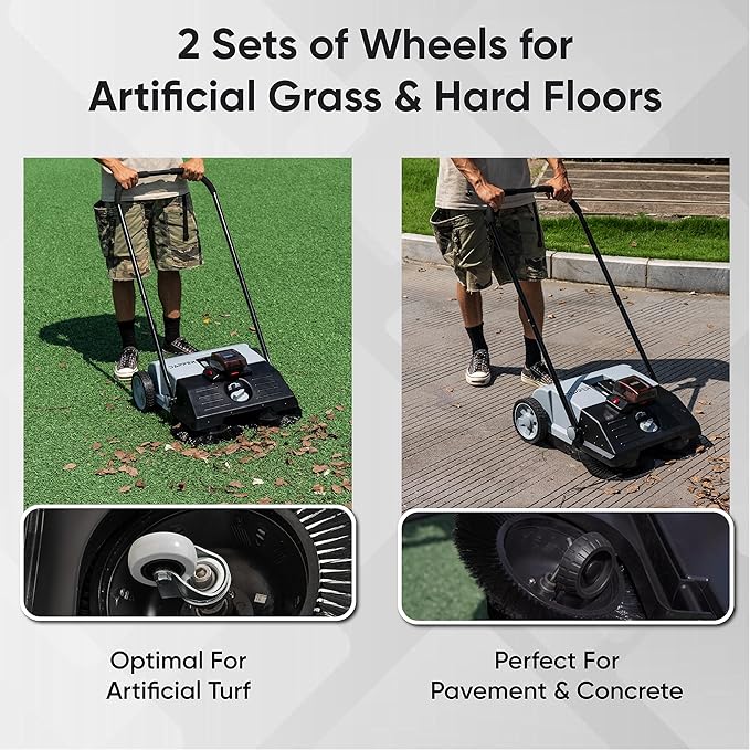 Battery Powered Artificial Grass & Hard Surface Sweeper, 6.5-Gal Bin,