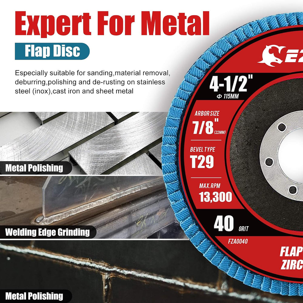 EZARC Zirconia Flap Discs 80 Grit, 4-1/2 x 7/8-Inch, Type 29, 50-Pack