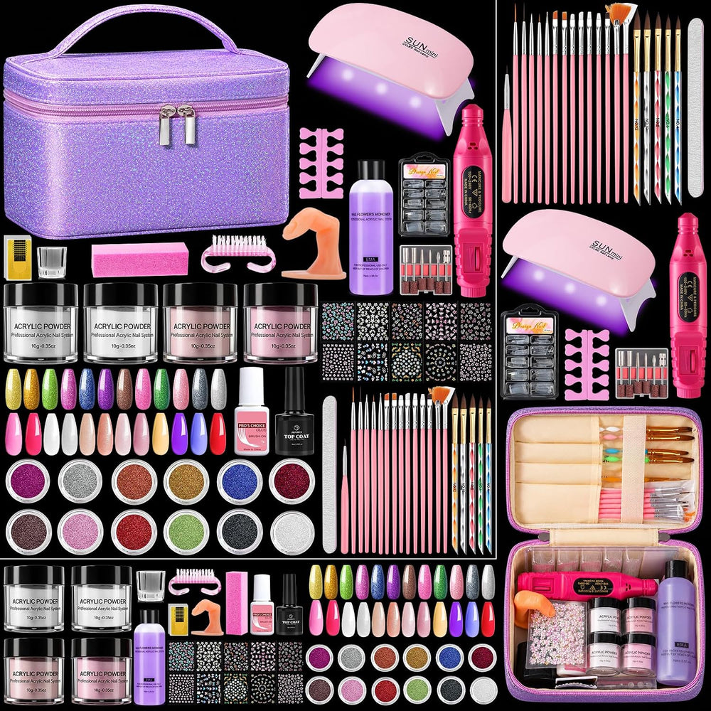Acrylic Nail Kit for Beginners with Everything in Storage Bag, Bling Purple